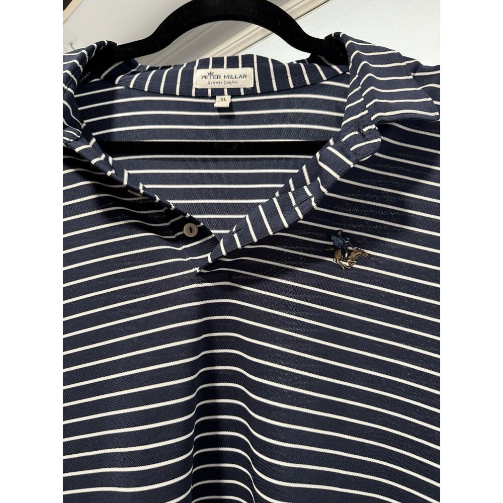 Peter Millar Summer Comfort Polo Shirt XL White Striped Short Sleeve Evercore